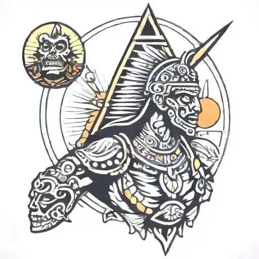 Mexican Warrior Pyramids Sun Moon