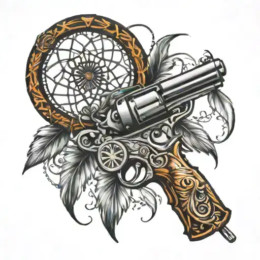 Dream Catcher With Gun Intertwined