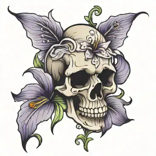 Skull Lilly Violet Flower
