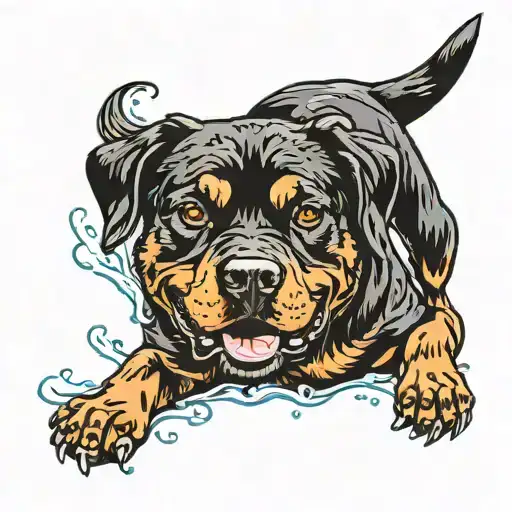 Happy Rottweiler In A Withewater Kayal