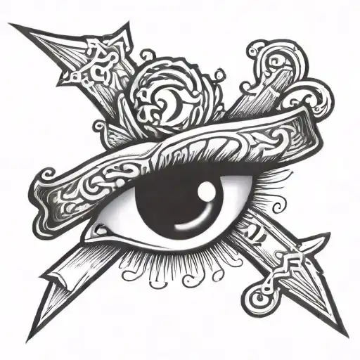 Small Cross W Date Tattoo Above Eyebrow