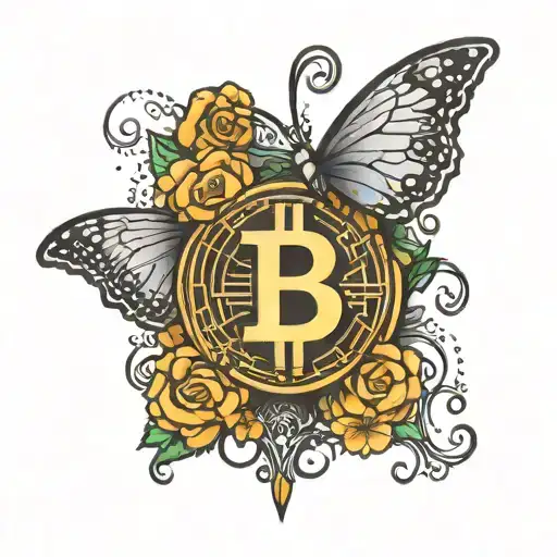 Bitcoin Symbol With Butterfly