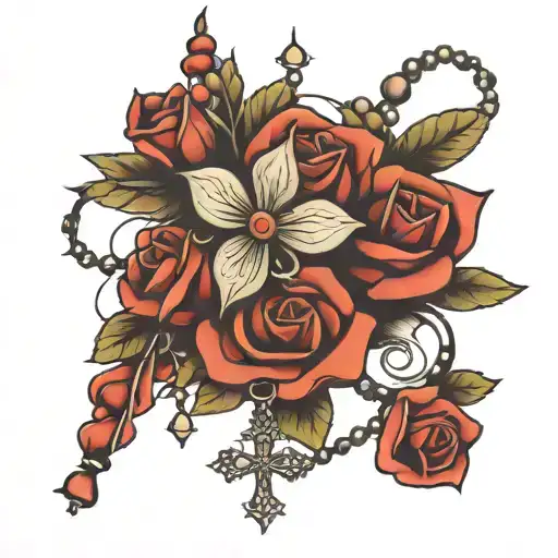 Flowers And Rosary