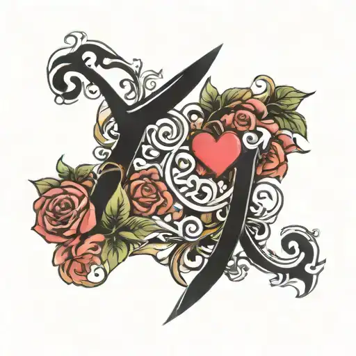T Initial With Heart