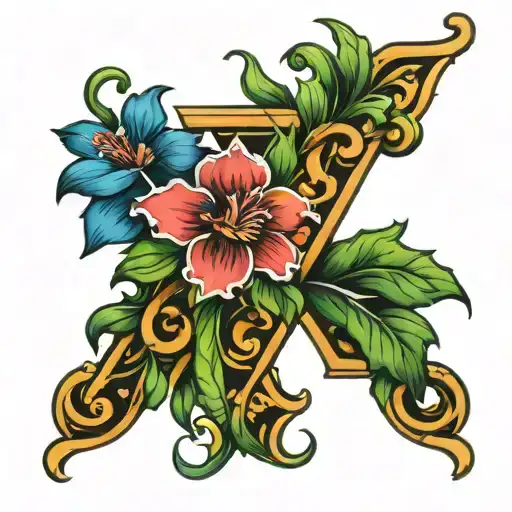 Floral Design Of The Letter S And Letter C