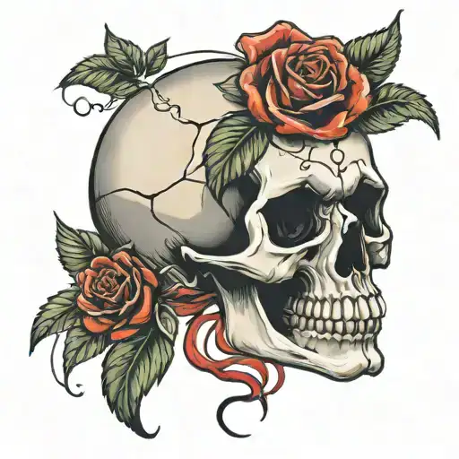 Skull With Red Rose