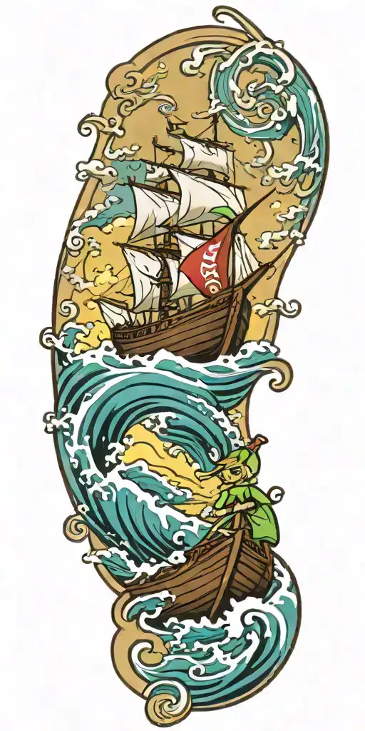 Zelda Wind Waker Boat And Waves