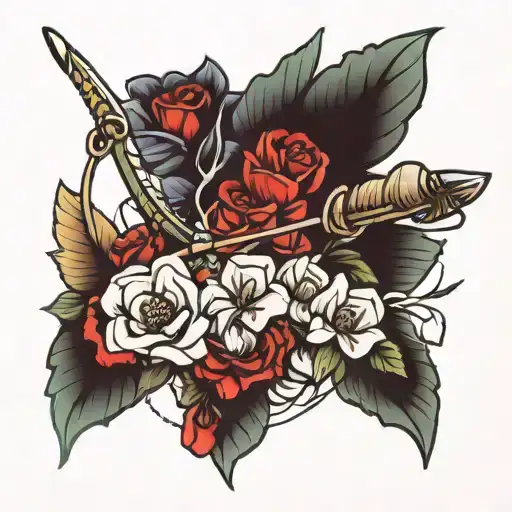 Bow And Arrow With Flowers