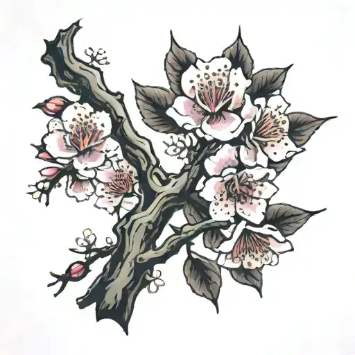 Sakura Cherry Blossom Tree Branch