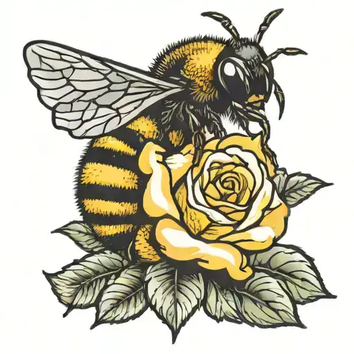 Yellow Rose With Bumblebee