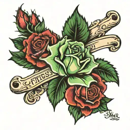 Bone With Green Rose And Name Teresita