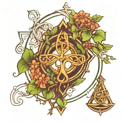 Irish Trinity With Tree Growing On A Sketch Style