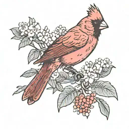 Red Cardinal On Crape Myrtle