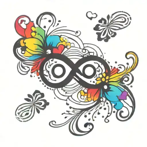 Infinity Symbol With Three Paw Prints On One Side Rainbow Splash Background