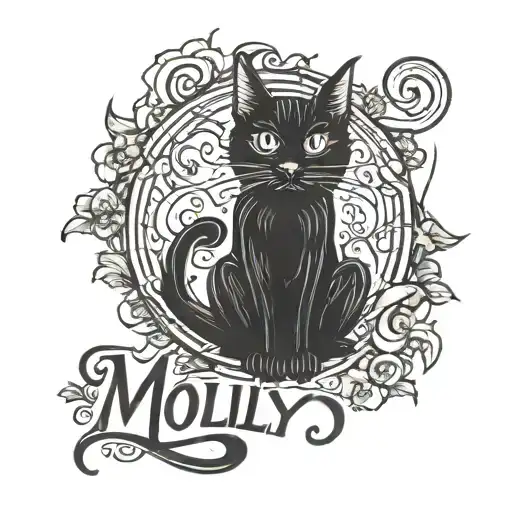 Black Cat With The Phrase That Says Molly Written Underneath