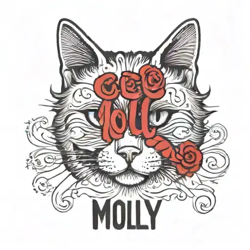 Cat With The Phrase That Says Molly Written Underneath