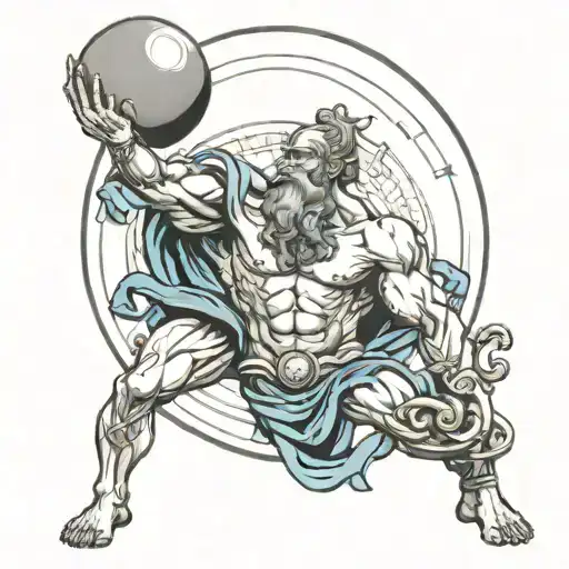 Greek Titan Atlas Holding Up Globe And Moon
