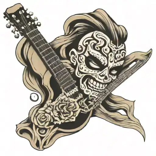 Theatrical Mask With Guitar Neck