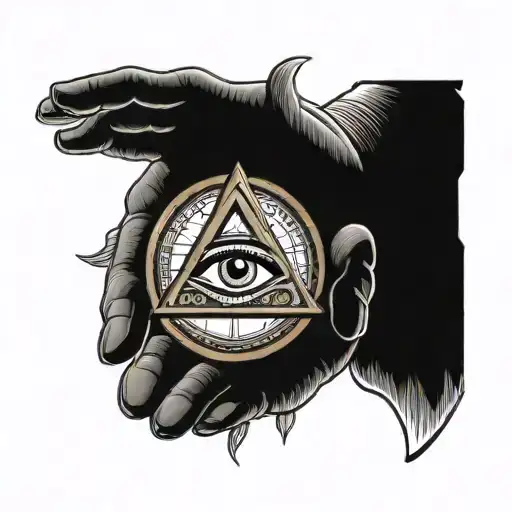 All Seeing Eye With Hands Holding Open Book Surrounded