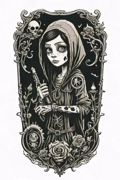Coraline Half Sleeve Design Without Faces As Part Of The Design