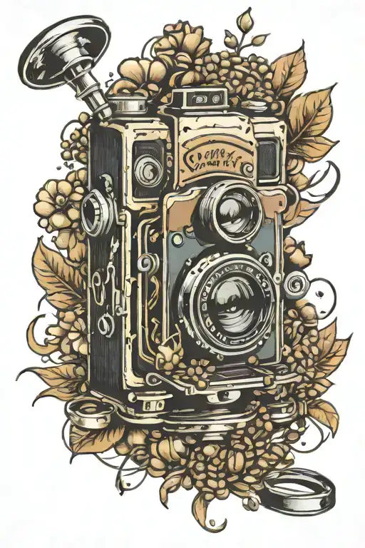 A Retro-style Camera Surrounded By Coffee Beans And Baking Utensils