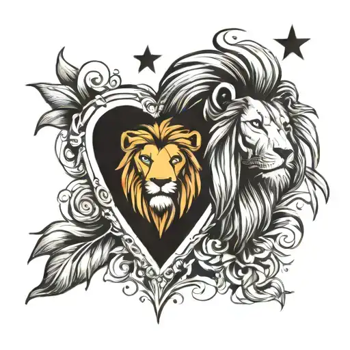 Lion And Heart With Star