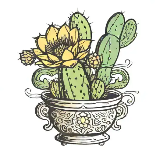 Cactus In A Decorated Vase