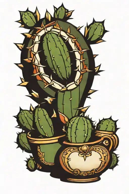 Cactus In A Decorated Vase