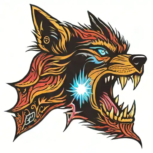 Wolf Ziggy Stardust Lightning Bolt