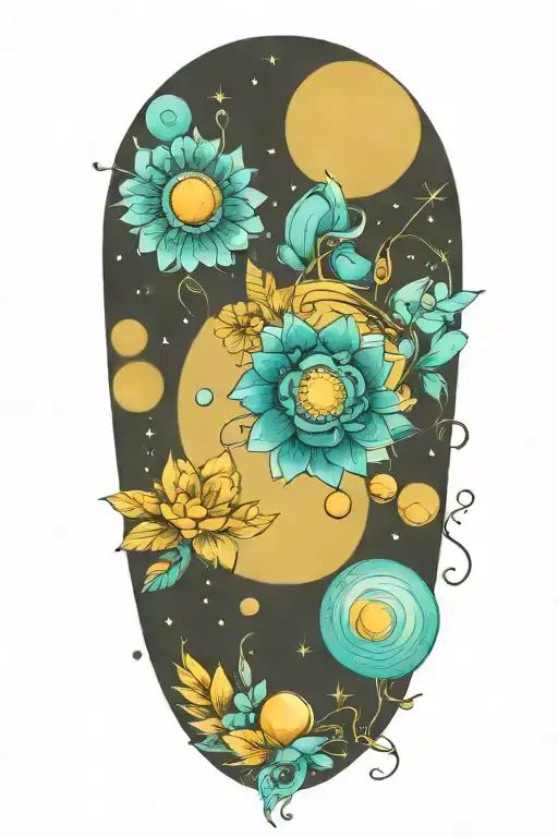 A Floral A Stylized Solar System Planets