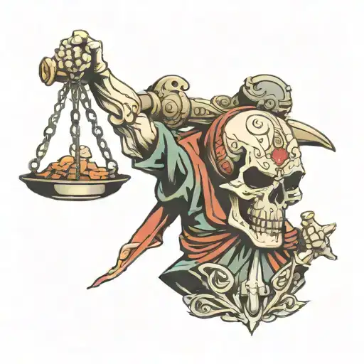 Skull Justice Holding Scales Made