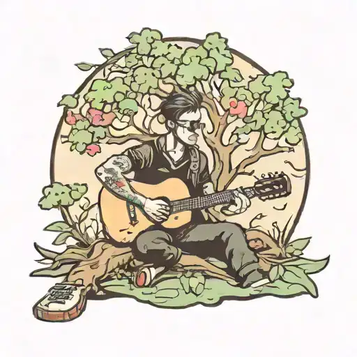 Guy Playing Guitar Under Tree