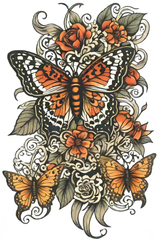 Chetah And Moth Combined Tattoo Design Showcasing