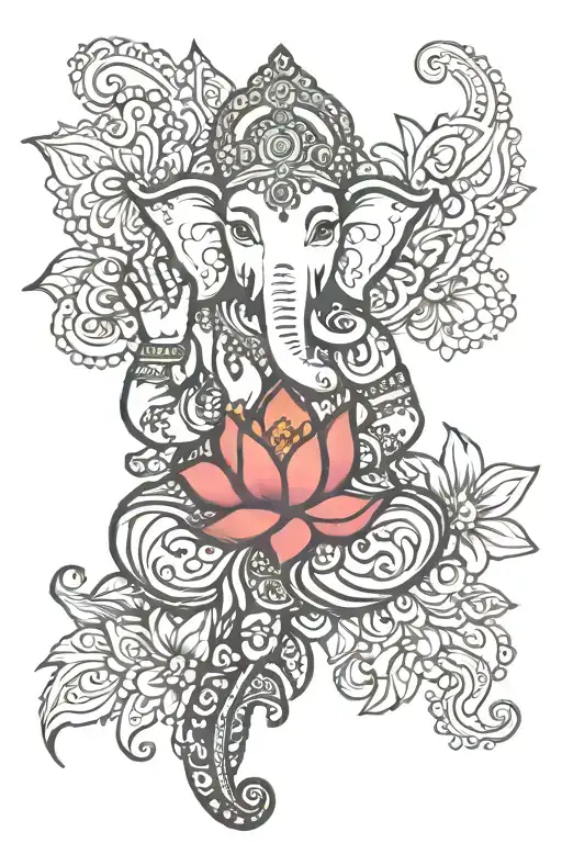 Floral Mehndi With Ganesha Motif