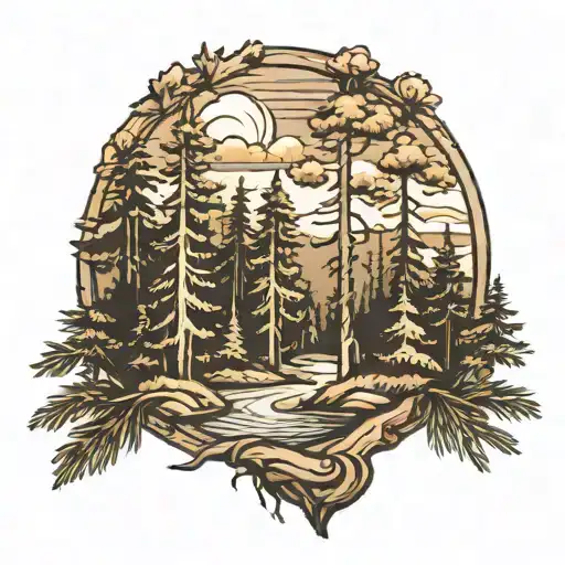 Pine Wood Forest Landscape