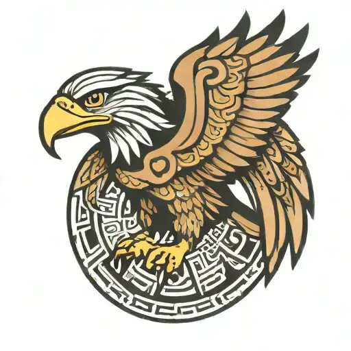 Minimalist Mayan Eagle Symbol Non Realistic