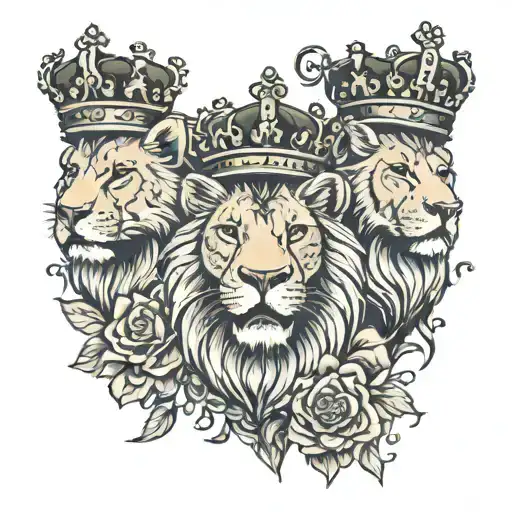 3 Lions Wearing A Crown