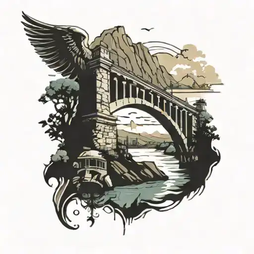 The Bridge From Cupri's Novel On The Drina With A Spartan On It