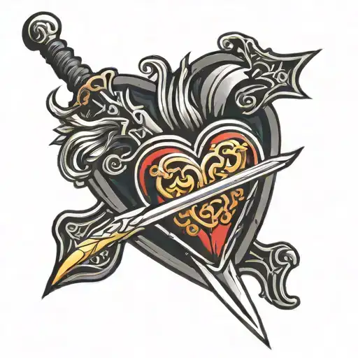 Dark Love Heart With Sword Going