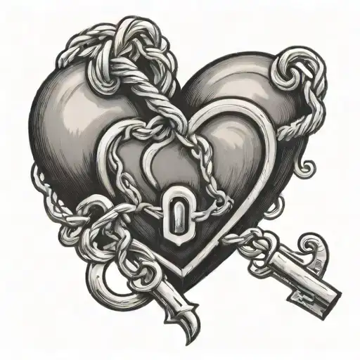 Dark Love Heart Shaped Lock Intertwined
