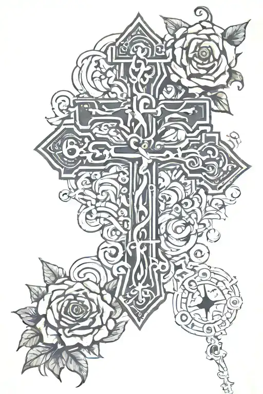 Medical Tattoo With Christian Cross And Greek Mythology