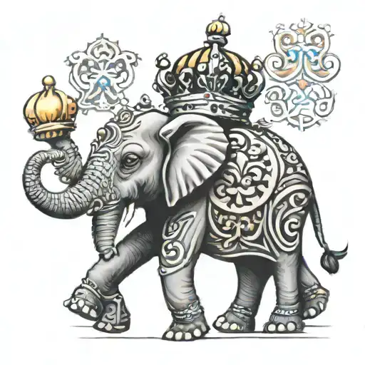 Elephant With Crown Walking Towards