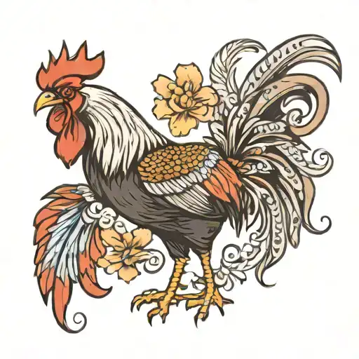 Generate A Small Tattoo For Key West Florida That Incorporates A Rooster