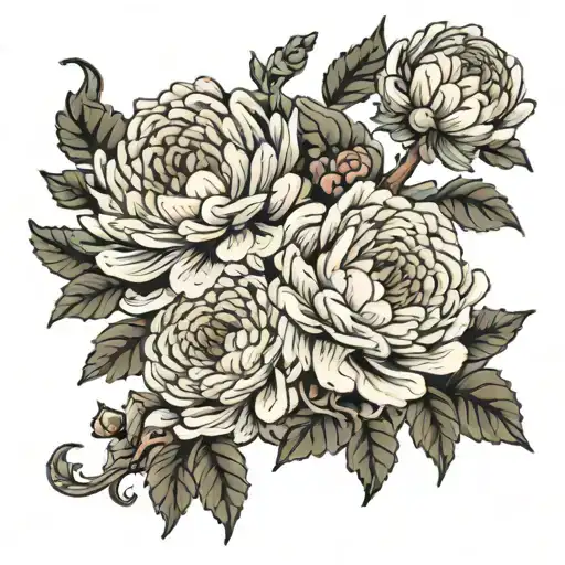 Chrysanthemum And Rose Intertwined