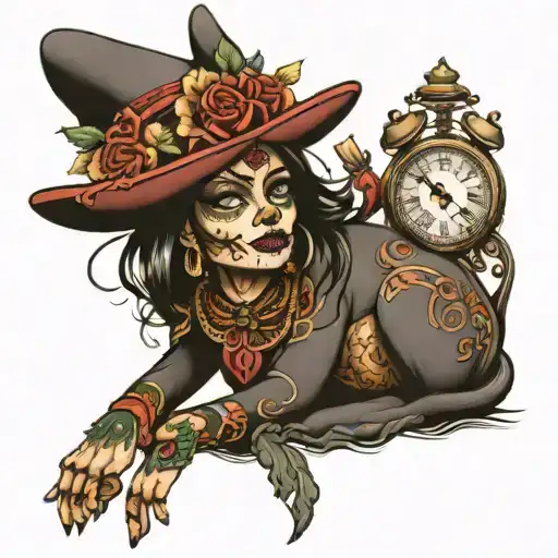Mexican Catarina With Clock