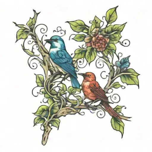 Vines And Birds On Collarbone