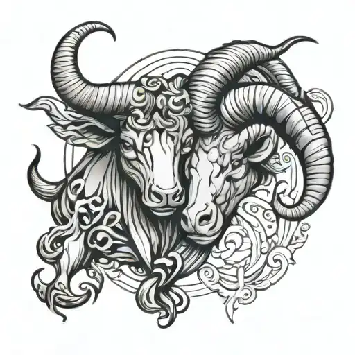 Taurus And Aries Zodiac Sign Intertwined