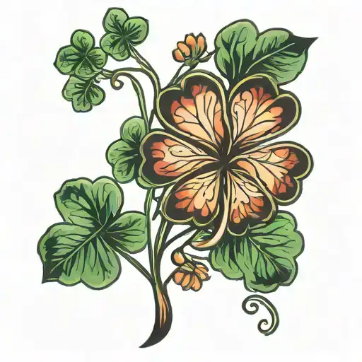 Heart 4 Leaf Clover Autumn Leaf