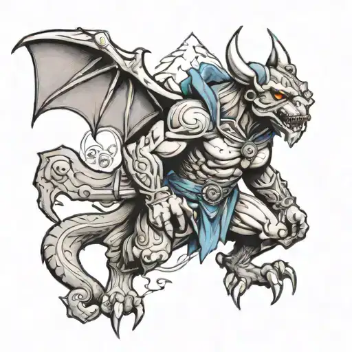 Gargoyle Warrior Surrounded My Mountain Range