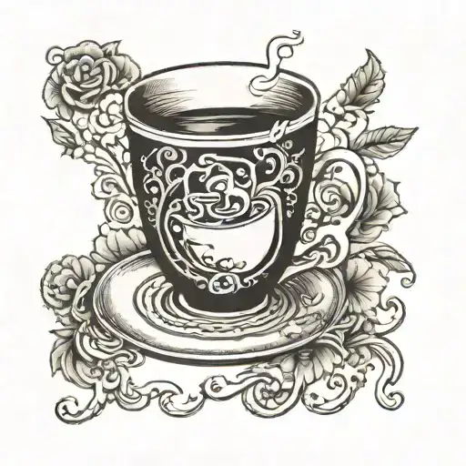 Notecard With Coffee Cup Surrounded